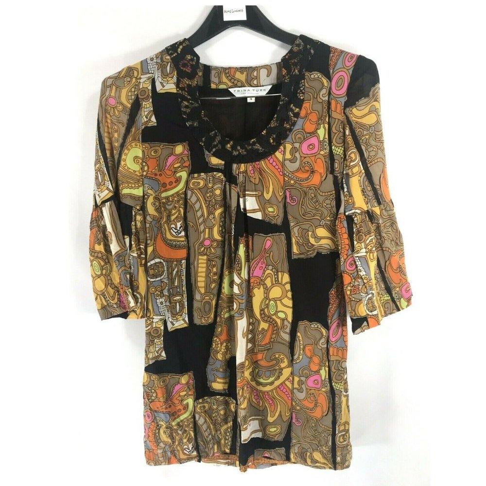 TRINA TURK size 4 S Maya Bonita Dress Silk Chiffon